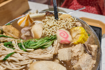 Chinese hot pot and exclusive wok. One-person hot pot is typical in hot pot shops