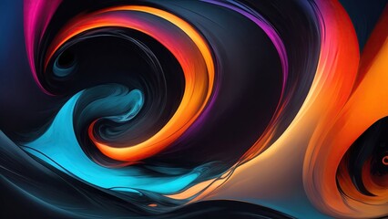 Obraz premium Vibrant colors and Black flowing smooth wave Background