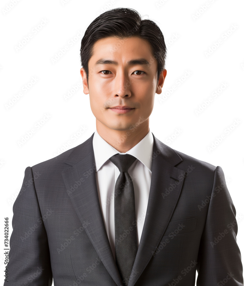 Wall mural Portrait of asian businessman wearing suit isolated.