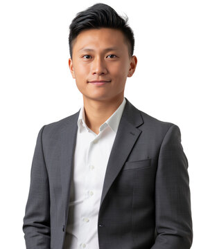 Portrait of asian businessman wearing suit isolated.