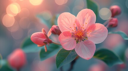 A close-up of a spring cherry blossom, with a bokeh background creating a dreamy atmosphere, cherry blossom, close-up, spring, bokeh background, dreamy, floral, macro, nature, petals, soft, serene