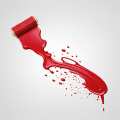 Isolated Red Paint Streak on White Background with Alpha Channel for Easy Separation