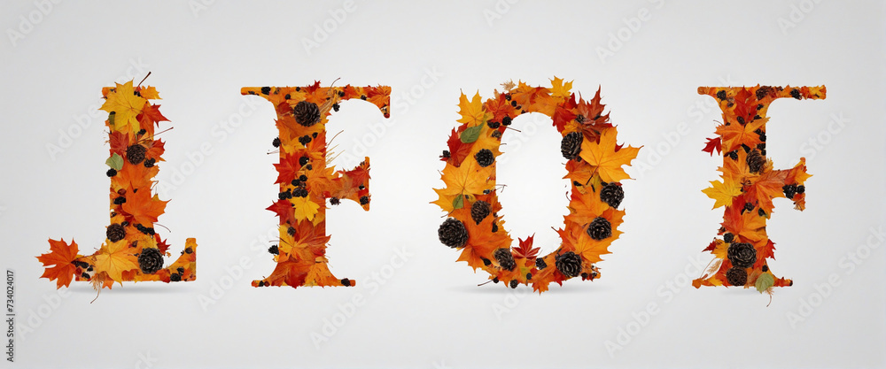 Poster fall d, e, f letters font on clear background - automated creation