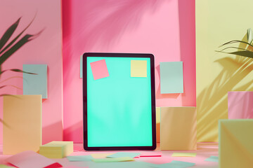 a colorful sticky note display on an ipad in the styl