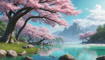 Foto auf Acrylglas Spring sakura forest fantasy scene backgrounds © SR07XC3