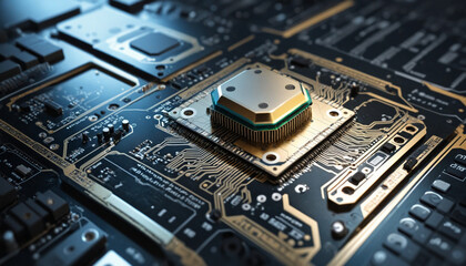 Fototapeta premium Advanced computer chip technology, innovative nanotechnology chip design concept