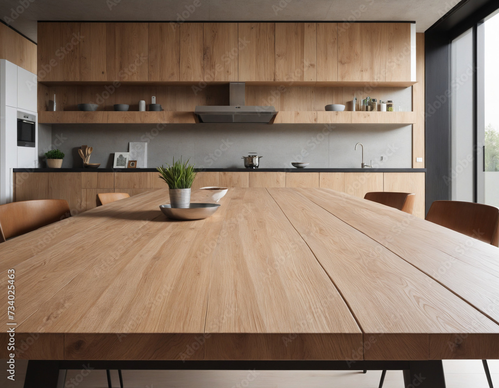 Poster kitchen table with ample space for showcasing products or creating visual layouts