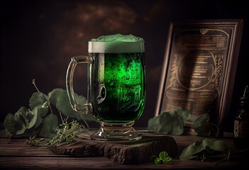 Green beer on St. Patrick's Day. Generative AI