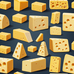 Cheese cube cartoon illustration collection