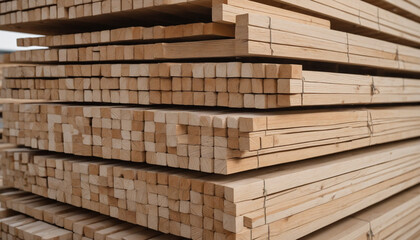 Pile of lumber in a storage facility