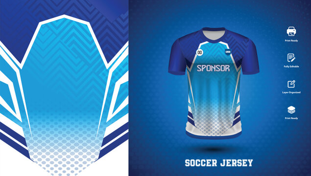Soccer jersey design for sublimation or sports tshirt design for cricket football
