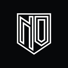 NO Letter Logo monogram shield geometric line inside shield isolated style design