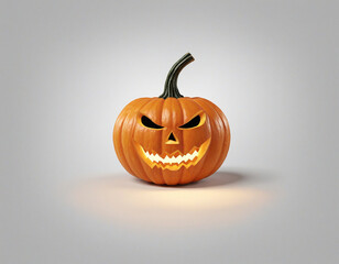 Sinister Jack-o-lantern with spooky expression on clear white backdrop