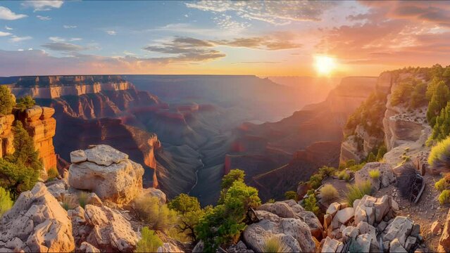 Enchanting Grand Canyon South Rim - 4K Looping Video Background of a Natural Wonder
