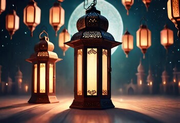 Ramadan Mubarak with a captivating concept featuring traditional Arabic lanterns