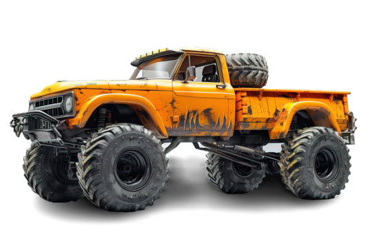 side view of monster truck isolated on transparent background ,generative ai