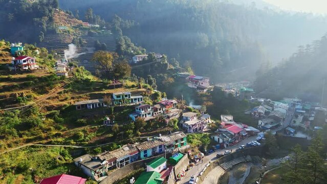 A village of Almora district over mountains and hills.