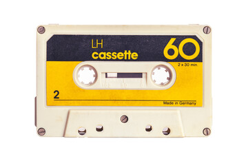 70s cassette tape isolated on white background