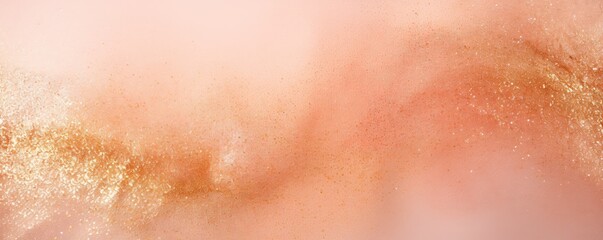 Abstract background with soft peach gradient and shining golden glittering shimer. Texture backdrop...