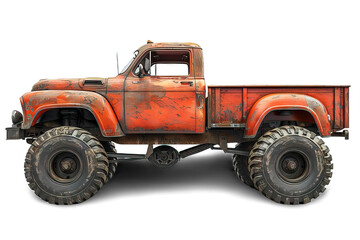 side view of monster truck isolated on transparent background ,generative ai