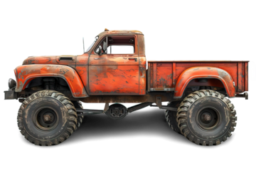 side view of monster truck isolated on transparent background ,generative ai