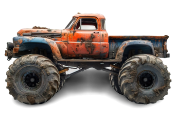 side view of monster truck isolated on transparent background ,generative ai