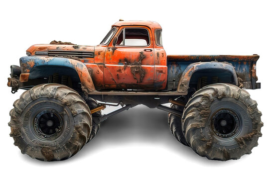 recommend clip art: side view of monster truck isolated on transparent background ,generative ai