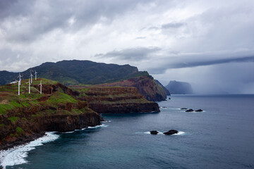 Rocky coast with from viewpoint - Ponta do Rosto - Madeira, Portugal