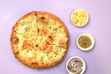 pizza with cheese and tomatoes