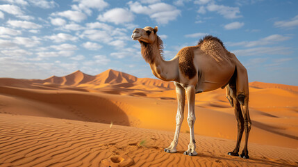  Camel in the Sahara desert .