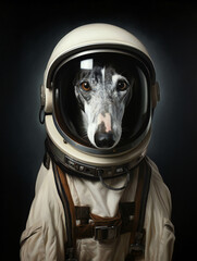 Funny  Greyhound Dog Astronaut Portrait. Generative AI.