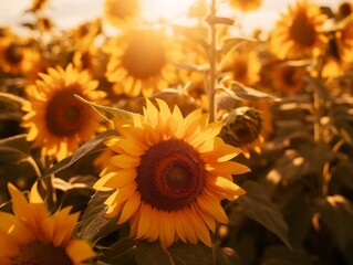 Naklejka premium Field of sunflowers