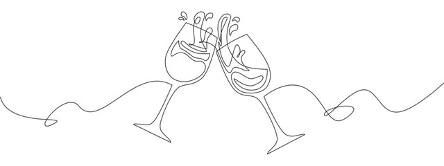 wine glass line art style vector eps 10