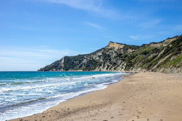 Fototapeta na wymiar Empty Arkoudilas Beach - Corfu, Greece