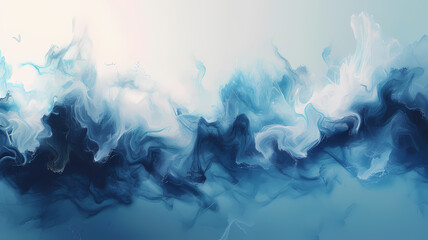 Abstract Blue Watercolor Waves Artwork