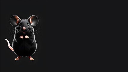 mouse emoji centered solid black backdrop silhouetted high contrast minimalist digital render