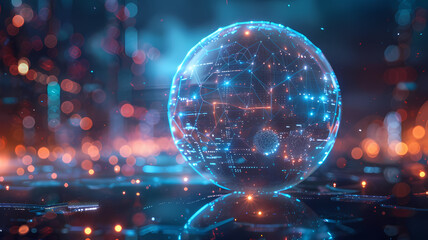 Glowing Digital Globe on Futuristic Interface