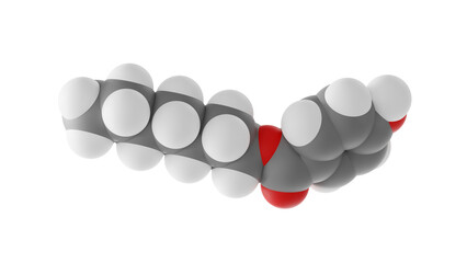 heptylparaben molecule, food additive e209, molecular structure, isolated 3d model van der Waals