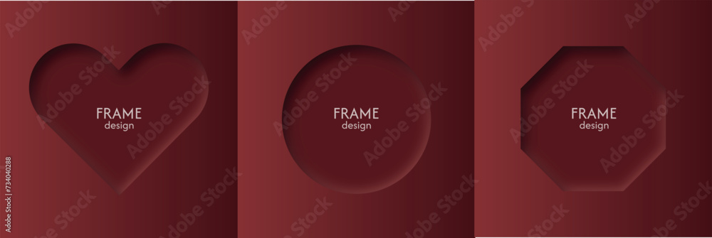 Aufkleber a set of deep red modern three-dimensional frames for banners and advertising text. luxury design wi