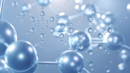 ambroxol molecular structure 3d, flat model, mucolytic agent, structural chemical formula view from a microscope