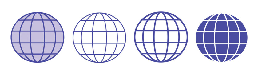 set of web globe icon illustration blue line
