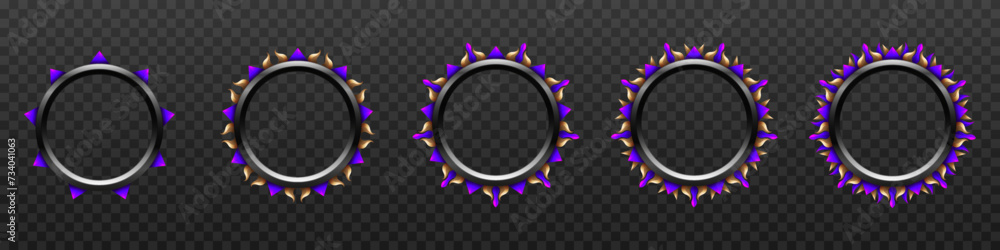 Poster purple and gold border metallic game gui avatar banner frames for game ui designs