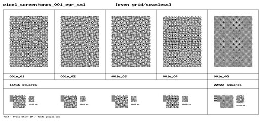 Seamless 8-bit Pixel Patterns/Screentone set 001 (even numbers grid) - obrazy, fototapety, plakaty