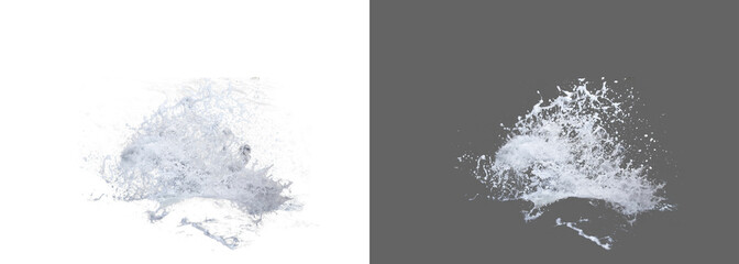Water splash transparent isolated.  Blue white watter png. Shape form droplet of Water splashes into drop water png. Splash Water for texture	