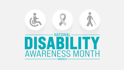 March is Disability Awareness Month background template. Holiday concept. use to background, banner, placard, card, and poster design template with text inscription and standard color. vector