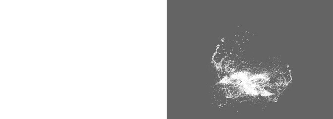 Water splash transparent isolated.  Blue white watter png. Shape form droplet of Water splashes into drop water png. Splash Water for texture	