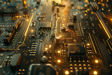 a photo of a circuit board showing many different par - obrazy, fototapety, plakaty