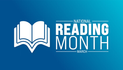 March is National Reading Month background with book vector design template. Holiday concept. use to background, banner, placard, card, and poster design template with text inscription. - obrazy, fototapety, plakaty