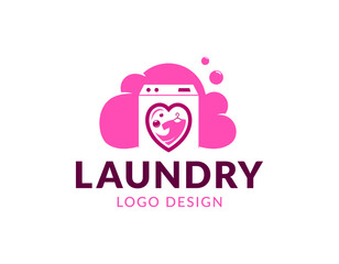 Laundry logo design vector, emblems and design elements