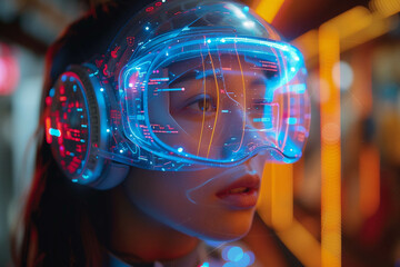 smart technology with virtual reality in retail combine artificial intelligence mapping in futuristic concept